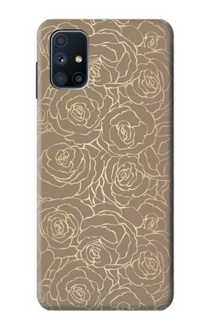 W3466 Gold Rose Pattern Hülle Schutzhülle Taschen und Leder Flip für Samsung Galaxy M51