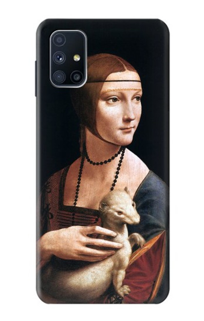W3471 Lady Ermine Leonardo da Vinci Hülle Schutzhülle Taschen und Leder Flip für Samsung Galaxy M51