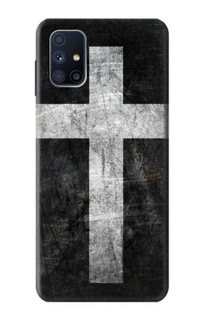 W3491 Christian Cross Hülle Schutzhülle Taschen und Leder Flip für Samsung Galaxy M51