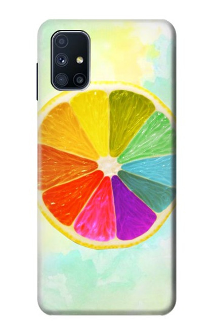 W3493 Colorful Lemon Hülle Schutzhülle Taschen und Leder Flip für Samsung Galaxy M51