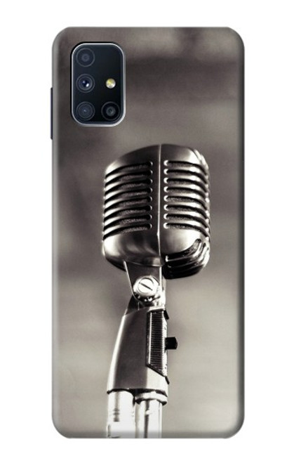 W3495 Vintage Microphone Hülle Schutzhülle Taschen und Leder Flip für Samsung Galaxy M51