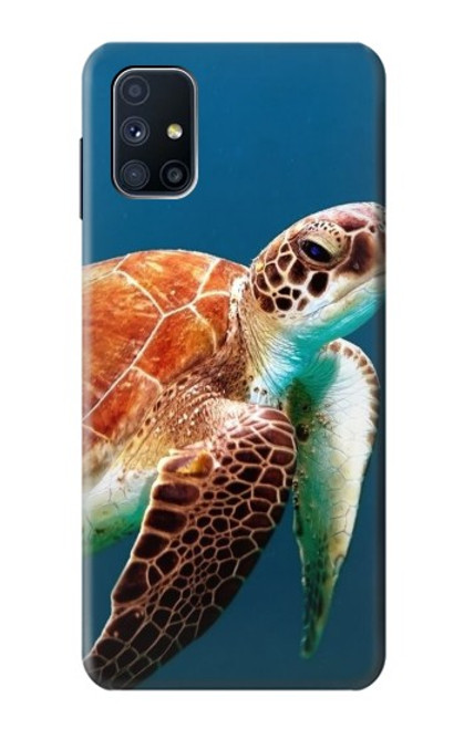 W3497 Green Sea Turtle Hülle Schutzhülle Taschen und Leder Flip für Samsung Galaxy M51