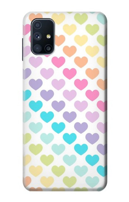 W3499 Colorful Heart Pattern Hülle Schutzhülle Taschen und Leder Flip für Samsung Galaxy M51
