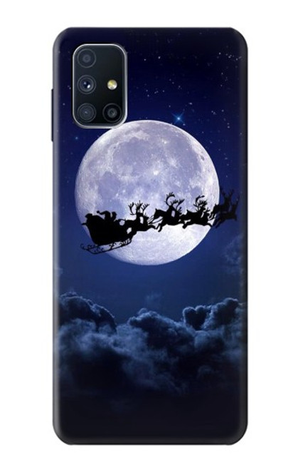 W3508 Xmas Santa Moon Hülle Schutzhülle Taschen und Leder Flip für Samsung Galaxy M51