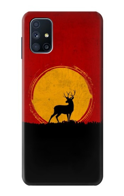 W3513 Deer Sunset Hülle Schutzhülle Taschen und Leder Flip für Samsung Galaxy M51