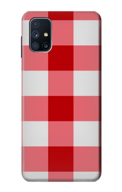 W3535 Red Gingham Hülle Schutzhülle Taschen und Leder Flip für Samsung Galaxy M51