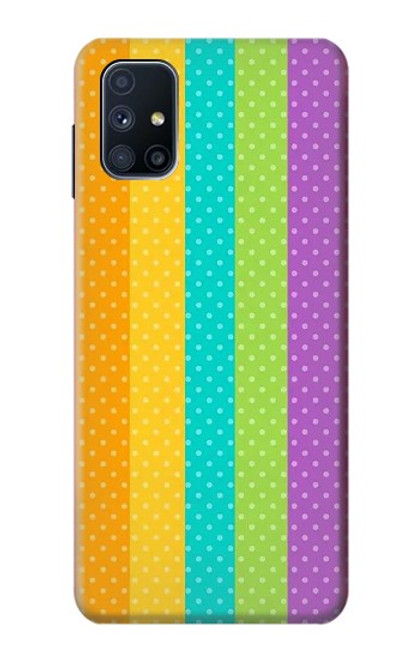 W3678 Colorful Rainbow Vertical Hülle Schutzhülle Taschen und Leder Flip für Samsung Galaxy M51