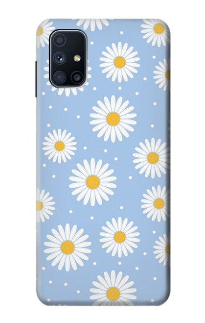 W3681 Daisy Flowers Pattern Hülle Schutzhülle Taschen und Leder Flip für Samsung Galaxy M51