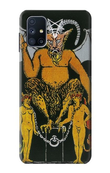 W3740 Tarot Card The Devil Hülle Schutzhülle Taschen und Leder Flip für Samsung Galaxy M51