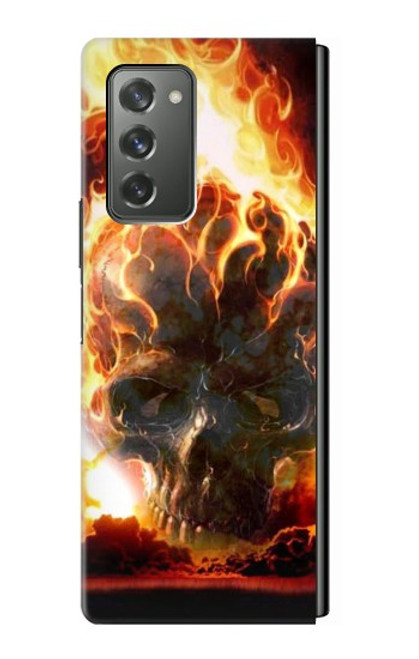 W0863 Hell Fire Skull Hülle Schutzhülle Taschen Flip für Samsung Galaxy Z Fold2 5G