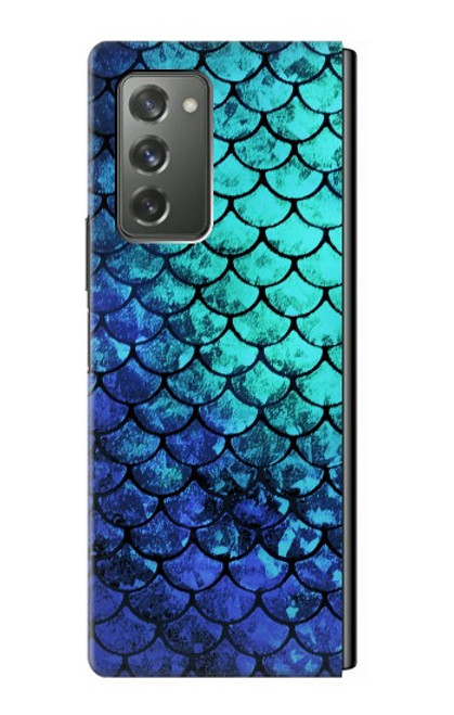 W3047 Green Mermaid Fish Scale Hülle Schutzhülle Taschen Flip für Samsung Galaxy Z Fold2 5G