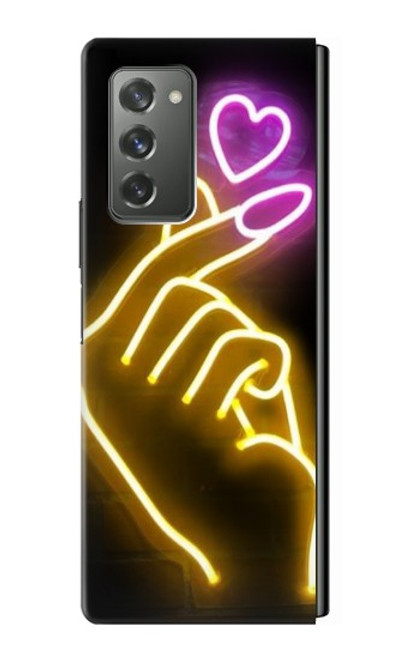 W3512 Cute Mini Heart Neon Graphic Hülle Schutzhülle Taschen Flip für Samsung Galaxy Z Fold2 5G
