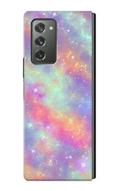 W3706 Pastel Rainbow Galaxy Pink Sky Hülle Schutzhülle Taschen Flip für Samsung Galaxy Z Fold2 5G