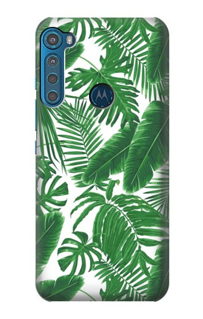 W3457 Paper Palm Monstera Hülle Schutzhülle Taschen und Leder Flip für Motorola One Fusion+