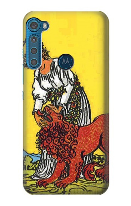 W3458 Strength Tarot Card Hülle Schutzhülle Taschen und Leder Flip für Motorola One Fusion+