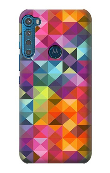 W3477 Abstract Diamond Pattern Hülle Schutzhülle Taschen und Leder Flip für Motorola One Fusion+