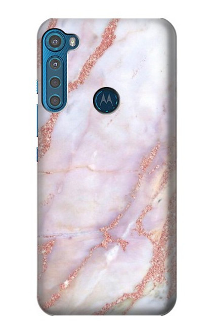 W3482 Soft Pink Marble Graphic Print Hülle Schutzhülle Taschen und Leder Flip für Motorola One Fusion+