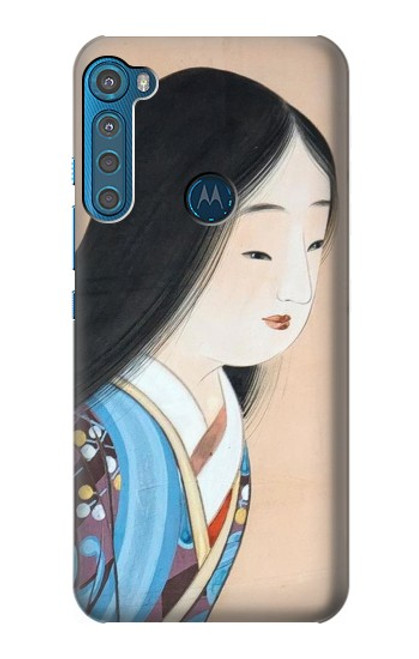 W3483 Japan Beauty Kimono Hülle Schutzhülle Taschen und Leder Flip für Motorola One Fusion+
