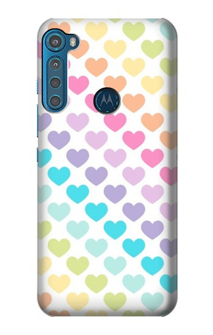 W3499 Colorful Heart Pattern Hülle Schutzhülle Taschen und Leder Flip für Motorola One Fusion+