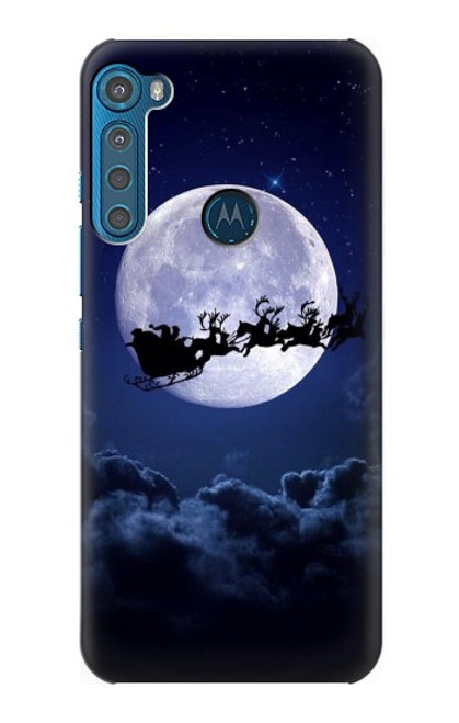 W3508 Xmas Santa Moon Hülle Schutzhülle Taschen und Leder Flip für Motorola One Fusion+