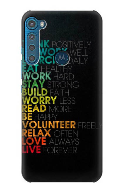 W3523 Think Positive Words Quotes Hülle Schutzhülle Taschen und Leder Flip für Motorola One Fusion+