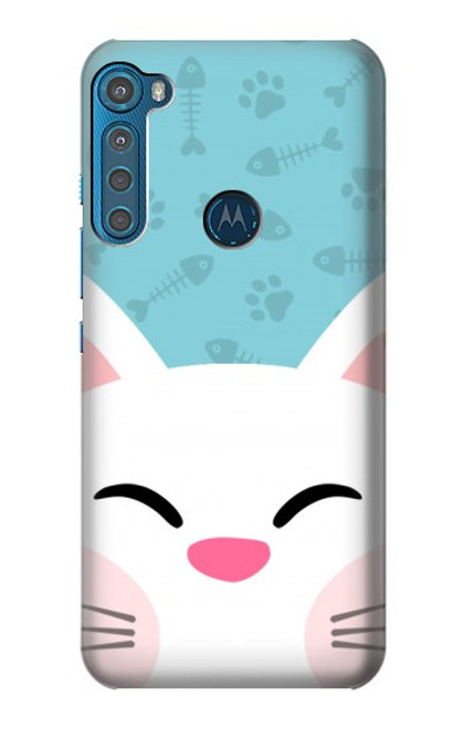 W3542 Cute Cat Cartoon Hülle Schutzhülle Taschen und Leder Flip für Motorola One Fusion+