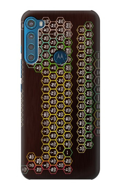 W3544 Neon Honeycomb Periodic Table Hülle Schutzhülle Taschen und Leder Flip für Motorola One Fusion+