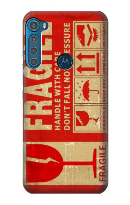W3552 Vintage Fragile Label Art Hülle Schutzhülle Taschen und Leder Flip für Motorola One Fusion+