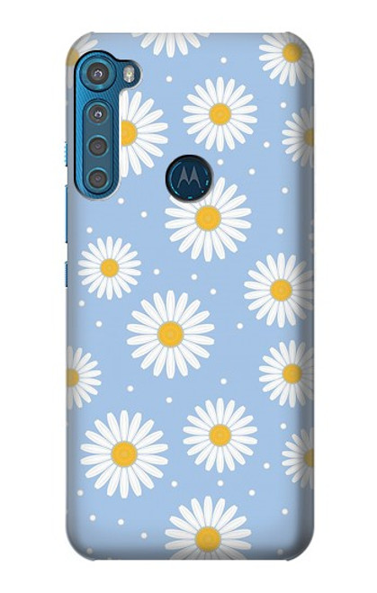 W3681 Daisy Flowers Pattern Hülle Schutzhülle Taschen und Leder Flip für Motorola One Fusion+