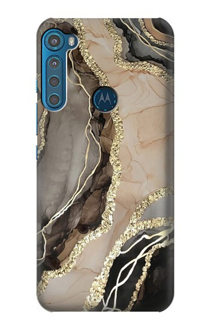 W3700 Marble Gold Graphic Printed Hülle Schutzhülle Taschen und Leder Flip für Motorola One Fusion+