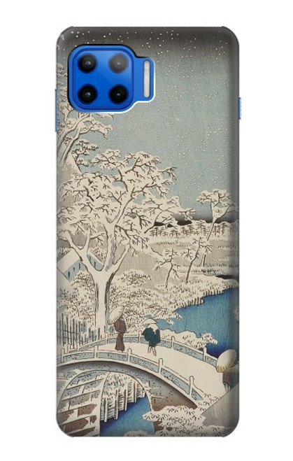 W3350 Utagawa Hiroshige Drum Bridge Yuhi Hill in Meguro Hülle Schutzhülle Taschen und Leder Flip für Motorola Moto G 5G Plus