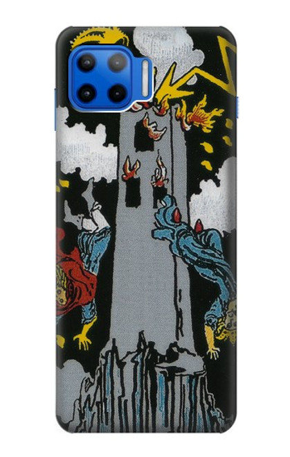 W3745 Tarot Card The Tower Hülle Schutzhülle Taschen und Leder Flip für Motorola Moto G 5G Plus