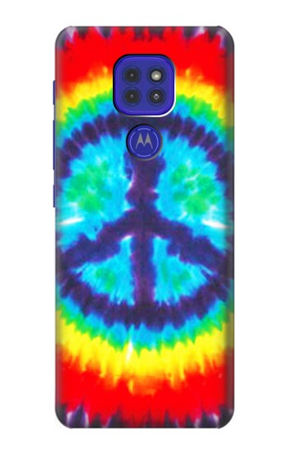 W1870 Tie Dye Peace Hülle Schutzhülle Taschen und Leder Flip für Motorola Moto G9 Play