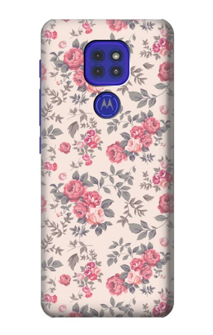 W3095 Vintage Rose Pattern Hülle Schutzhülle Taschen und Leder Flip für Motorola Moto G9 Play