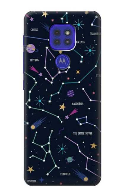 W3220 Star Map Zodiac Constellations Hülle Schutzhülle Taschen und Leder Flip für Motorola Moto G9 Play