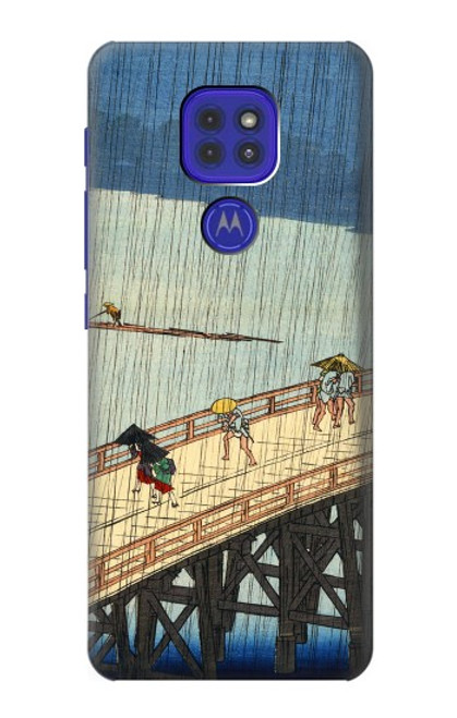 W3347 Utagawa Hiroshige Sudden shower Hülle Schutzhülle Taschen und Leder Flip für Motorola Moto G9 Play