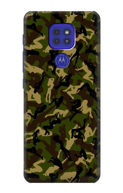 W3356 Sexy Girls Camo Camouflage Hülle Schutzhülle Taschen und Leder Flip für Motorola Moto G9 Play
