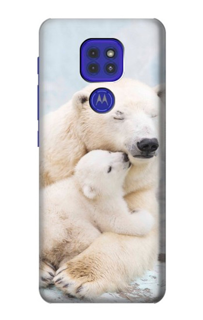 W3373 Polar Bear Hug Family Hülle Schutzhülle Taschen und Leder Flip für Motorola Moto G9 Play