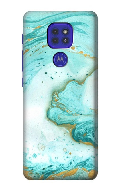 W3399 Green Marble Graphic Print Hülle Schutzhülle Taschen und Leder Flip für Motorola Moto G9 Play