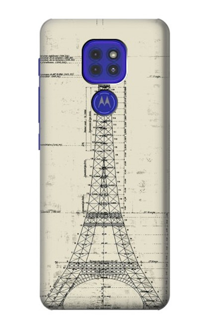 W3474 Eiffel Architectural Drawing Hülle Schutzhülle Taschen und Leder Flip für Motorola Moto G9 Play
