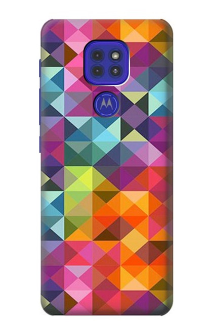 W3477 Abstract Diamond Pattern Hülle Schutzhülle Taschen und Leder Flip für Motorola Moto G9 Play