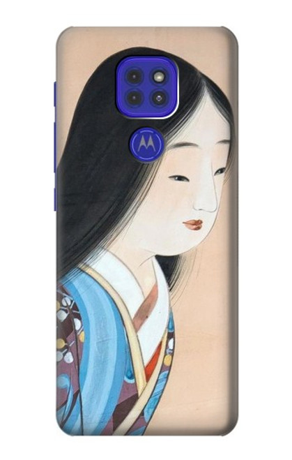 W3483 Japan Beauty Kimono Hülle Schutzhülle Taschen und Leder Flip für Motorola Moto G9 Play