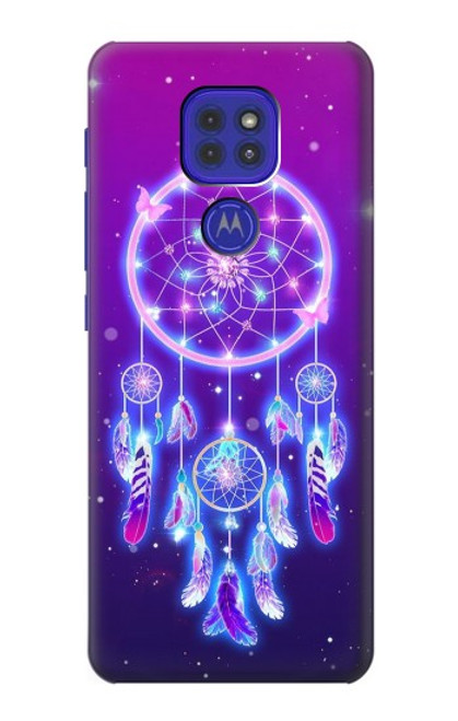 W3484 Cute Galaxy Dream Catcher Hülle Schutzhülle Taschen und Leder Flip für Motorola Moto G9 Play