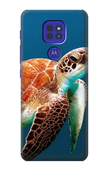 W3497 Green Sea Turtle Hülle Schutzhülle Taschen und Leder Flip für Motorola Moto G9 Play