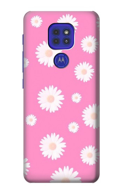 W3500 Pink Floral Pattern Hülle Schutzhülle Taschen und Leder Flip für Motorola Moto G9 Play