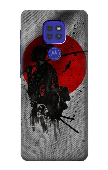 W3517 Japan Flag Samurai Hülle Schutzhülle Taschen und Leder Flip für Motorola Moto G9 Play