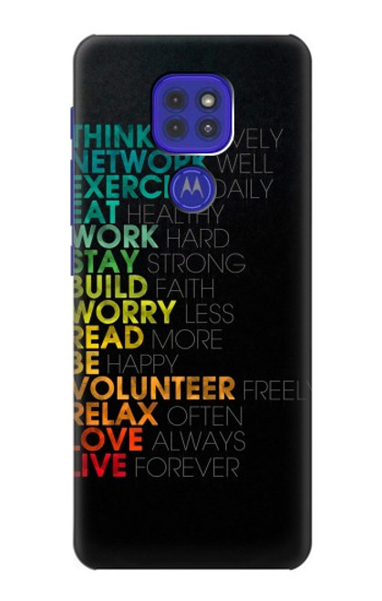 W3523 Think Positive Words Quotes Hülle Schutzhülle Taschen und Leder Flip für Motorola Moto G9 Play