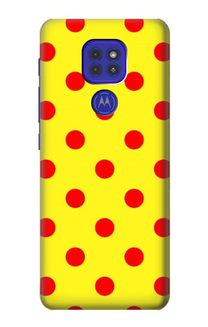 W3526 Red Spot Polka Dot Hülle Schutzhülle Taschen und Leder Flip für Motorola Moto G9 Play