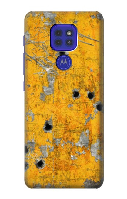 W3528 Bullet Rusting Yellow Metal Hülle Schutzhülle Taschen und Leder Flip für Motorola Moto G9 Play