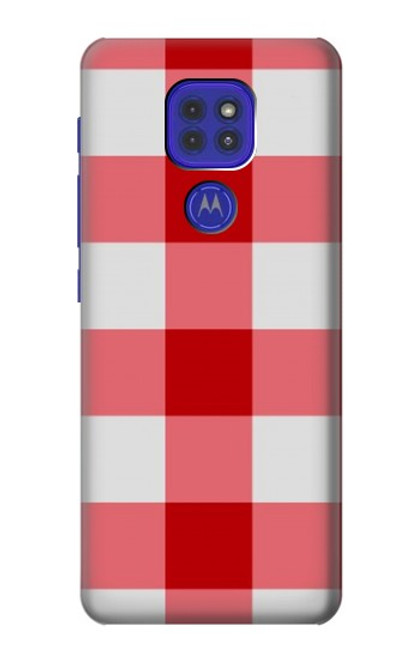 W3535 Red Gingham Hülle Schutzhülle Taschen und Leder Flip für Motorola Moto G9 Play